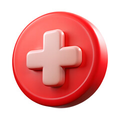 Obraz premium red cross icon 3D object on a transparent background
