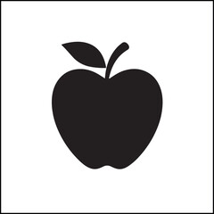Apple Silhouette Black White Flat Vector