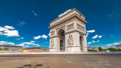 The Arc de Triomphe Triumphal Arch of the Star timelapse hyperlapse is famous monument in Paris
