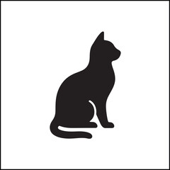 Cat Silhouette On White Minimalist Vector