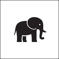 Elephant Flat Icon Silhouette Vector