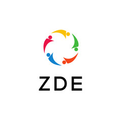 ZDE Letter logo white background