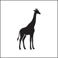 Giraffe Silhouette Black On White Vector
