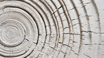 Fototapeta premium Detailed Close up of White Weathered Wood Texture Showing Concentric Rings and Cracks