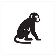 Monkey Silhouette Black On White Vector