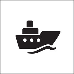 Ship Icon Black Isolated Clean Vector