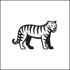 Tiger Black Silhouette Clean Flat Vector