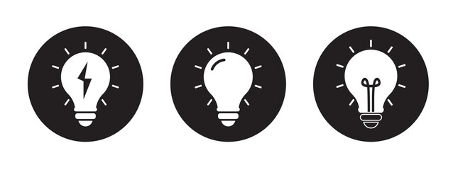 Set of idea sign icon. Light Bulb icon set. Idea lamp icon collection. Flat style - stock vector. Bulb, innovation symbol set.