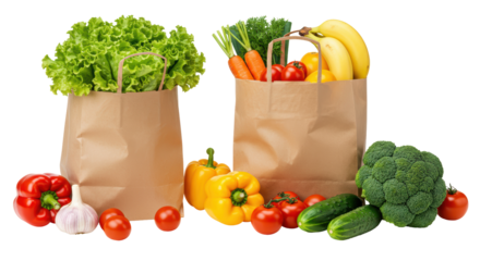 Isolated shopping bags with vegetables