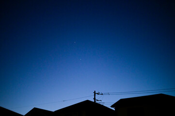 市街地から見える一番星　風景素材　心象風景