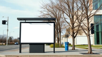 Blank billboard mockup on city street corner