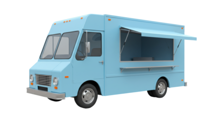 Isolated Light Blue Food Truck