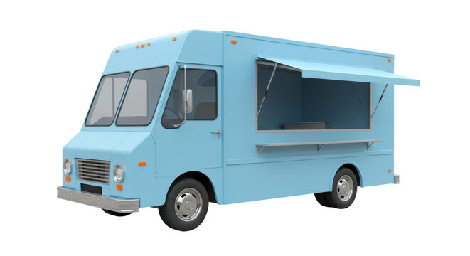Isolated Light Blue Food Truck