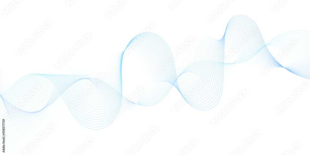 Leinwandbilder Smooth wave abstract vector background layout design.background image with dynamic curves.Abstract blue futuristic blend waves lines technology background and sound wave lines on white background.	