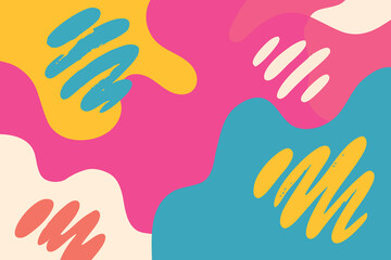 Fototapeta premium Abstract Bright Blob Pattern with Playful Brush Marks