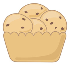 Swettt Cookie with Chocolate Dessert Icon. Pasty Product Icon. Small Bakery Business Symbol. Sweet Morning Breakfast Wheat Flour Food Icon. Hand Drawn Doodle Outline Element.