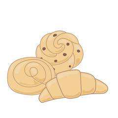 Fresh Croissant Bread Pasty Product Icon. Small Bakery Business Symbol. Sweet Morning Breakfast Wheat Flour Food Icon. Hand Drawn Doodle Outline Element. 