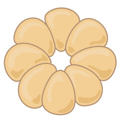 Fresh Croissant Bread Pasty Product Icon. Small Bakery Business Symbol. Sweet Morning Breakfast Wheat Flour Food Icon. Hand Drawn Doodle Outline Element. 