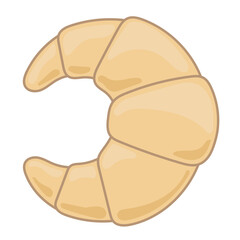 Fresh Croissant Bread Pasty Product Icon. Small Bakery Business Symbol. Sweet Morning Breakfast Wheat Flour Food Icon. Hand Drawn Doodle Outline Element. 