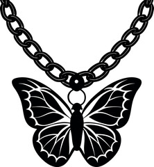 chrome chain with butterfly pendant Shallotte on white background