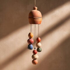 Obraz premium Handcrafted terracotta chime hanging in light high resolution picture