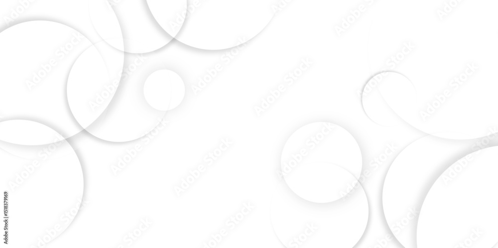 Fototapete abstract background with circle white abstract geometric background with soft light white paper circ