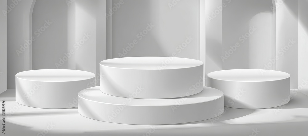 Poster a modern 3d platform with a white podium background serves as a presentation stage for product displ