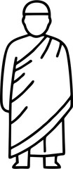 Male pilgrim with wrapped robe line icon