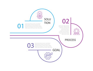 Design template infographic element. 3 line process with circle style and icons suitable for web graphic design and business information 
