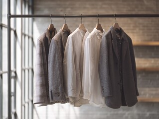 Elegant Sustainable Fashion Display of Second-Hand Jackets in Modern Lifestyle Setting