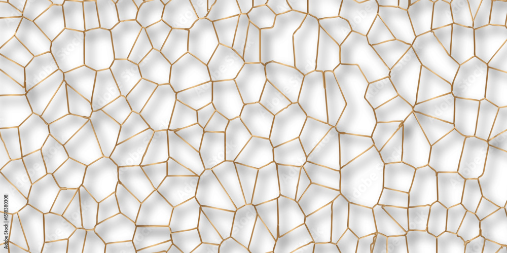 Poster abstract golden hexagon graphic ornament. arabian stylish seamless pattern on white background. crea