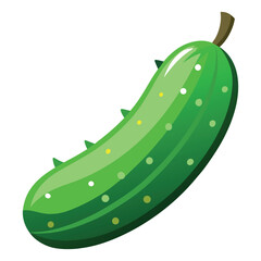 Vector illustration of vegetable, green cucumber, fresh food