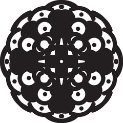 Detailed and symmetrical mandala artwork featuring intricate geometric patterns and ornamental elements. This decorative design is perfect for use in meditation visuals, coloring books, textile prints