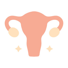 Illustration of a female uterus in pastel colors on a white background