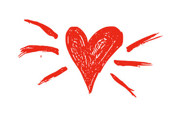 Heart Doodle Icon Ink Brush Stroke Drawing Vector Set