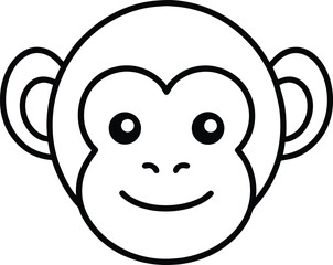 Obraz premium Adorable Cartoon Monkey Face Line Art Illustration