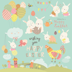 Hand-drawn cute cartoon animal poster templates, interesting children's flat vector illustrations, and cheerful festival backgrounds