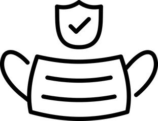 Face mask with shield check icon - Editable Stroke SVG, fully scalable.