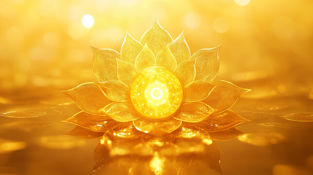 solar plexus chakra manipura third 3rd chakra fire element yellow lotus radiating golden lights