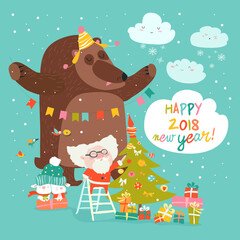 Hand-drawn cute cartoon animal poster templates, interesting children's flat vector illustrations, and cheerful festival backgrounds
