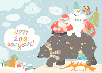 Hand-drawn cute cartoon animal poster templates, interesting children's flat vector illustrations, and cheerful festival backgrounds