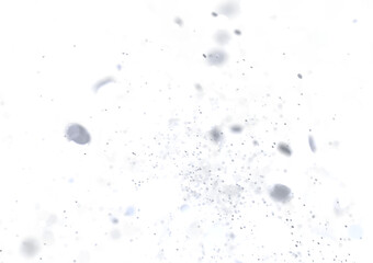 Abstract background of light grey dust particles floating on white.