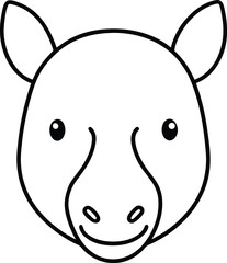 Adorable Tapir Line Art Simple, Cute, and Easy Tapir Drawing