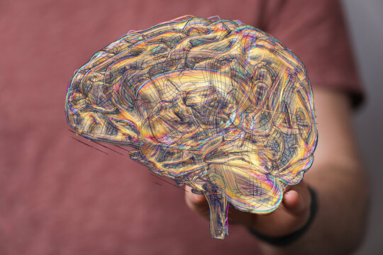 Abstract image of a human brain, ideal for neuroscience, AI, and mental health concepts.