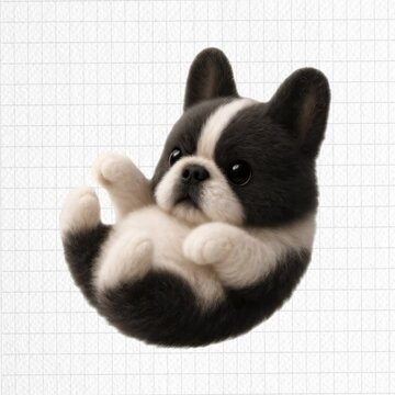 Adorable fluffy puppy illustration animation isolated asset, transparent 4K video, alpha channel, ProRes 4444