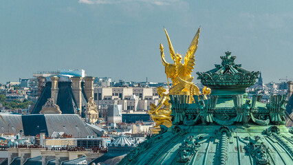 Top view of Palais or Opera Garnier The National Academy of Music timelapse in Paris, France.
