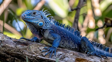 Fototapeta premium Blue Iguana on Branch