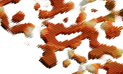 3D rendered abstract background with orange spheres forming a unique pattern. Ideal for modern...