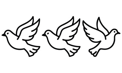 Vector illustration of a flying dove, a symbol of peace and freedom, with feathered wings in nature