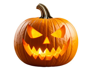 Spooky Jack-o&rsquo;-Lantern with Glowing Eyes and Mist, Front View, isolated on transparent background